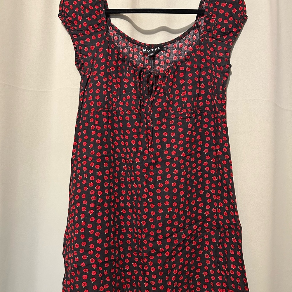 Motel Rocks Black and Red Floral Dress